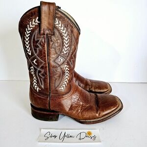 Cuatralba‎ Brown Leather Square Toe Western Cowboy Boots Mens Sz 7 - Bo395.4